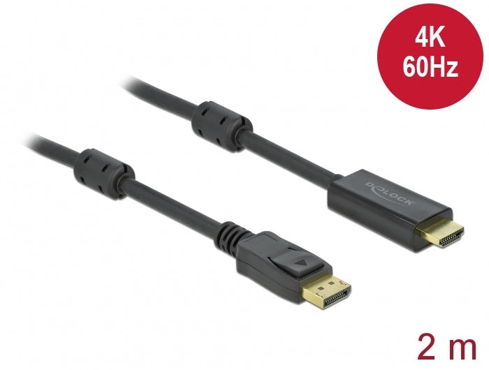 DeLOCK DisplayPort auf HDMI Kabel DP 1.2 4K 60 Hz – 2 m – aktiv