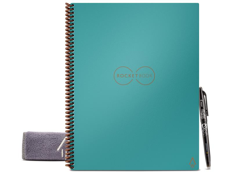 Rocketbook Notizbuch, Spiralbindung, Hardcover, 32 Seiten, 90 g/m² – türkis, für Rocketbook App