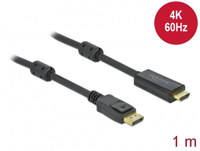 DeLOCK DisplayPort auf HDMI Kabel DP 1.2 4K 60 Hz – 1 m – aktiv