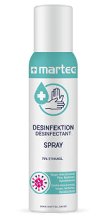 MARTEC Händedesinfektionsmittel – Kunststoff, Weiss, 38 × 172 × 38 mm, 100 ml, Spray, Hautverträglich