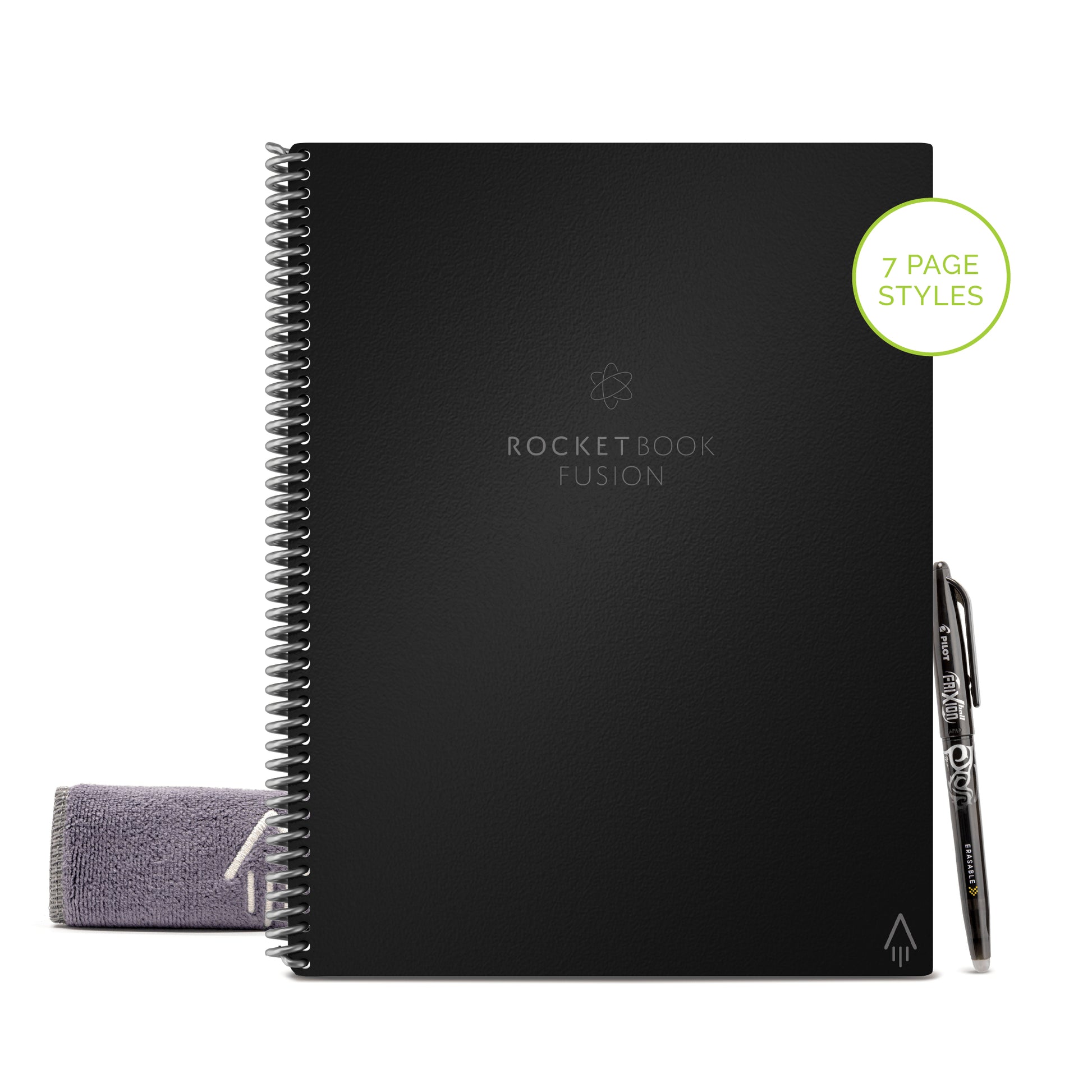 Rocketbook Fusion Smart Spiralbuch, Hardcover, 42 Seiten, 90 g/m² – Schwarz, für Rocketbook App