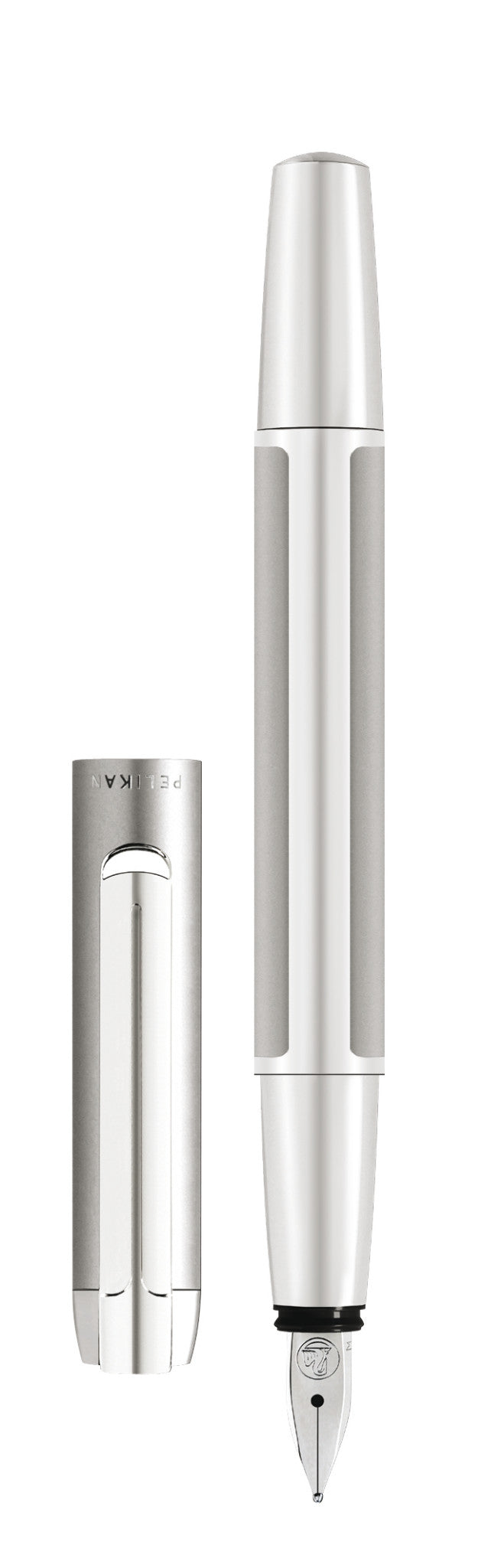 Pelikan PURA – Federspitze B – silber, eloxiertes Aluminium, verchromt – Patronen