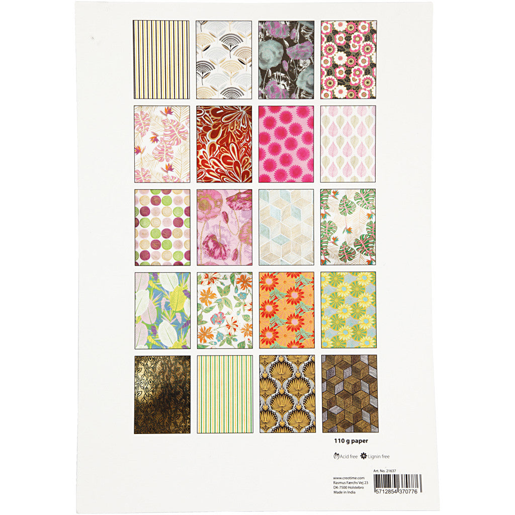 Creativ Company Handgeschöpftes Büttenpapier – A4, Mehrfarbig, 110 g/m² – 20 Blatt