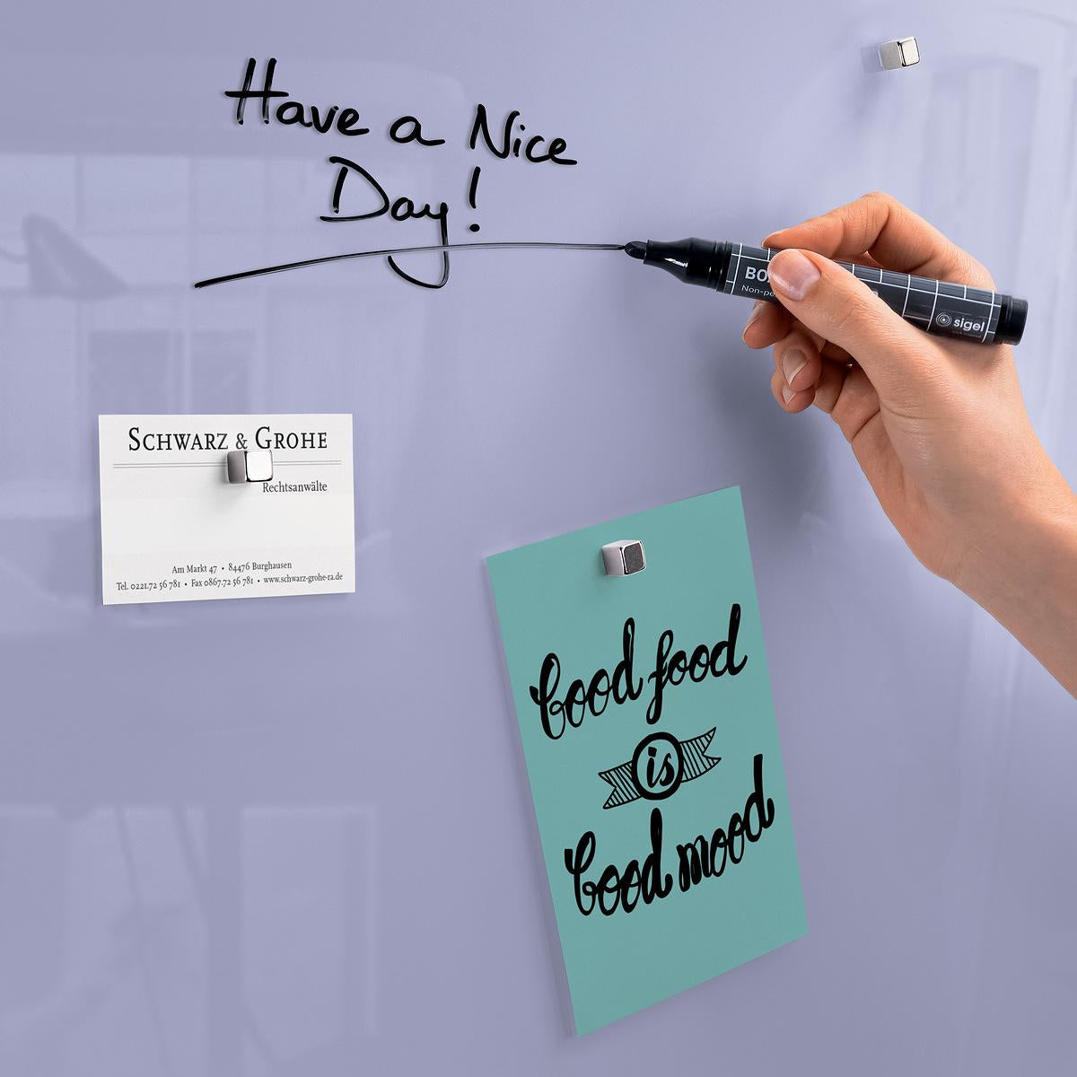 Sigel Whiteboard – 12 × 78 cm, Glas, magnetisch, Wandmontage, inkl. Magnete, Montagesatz