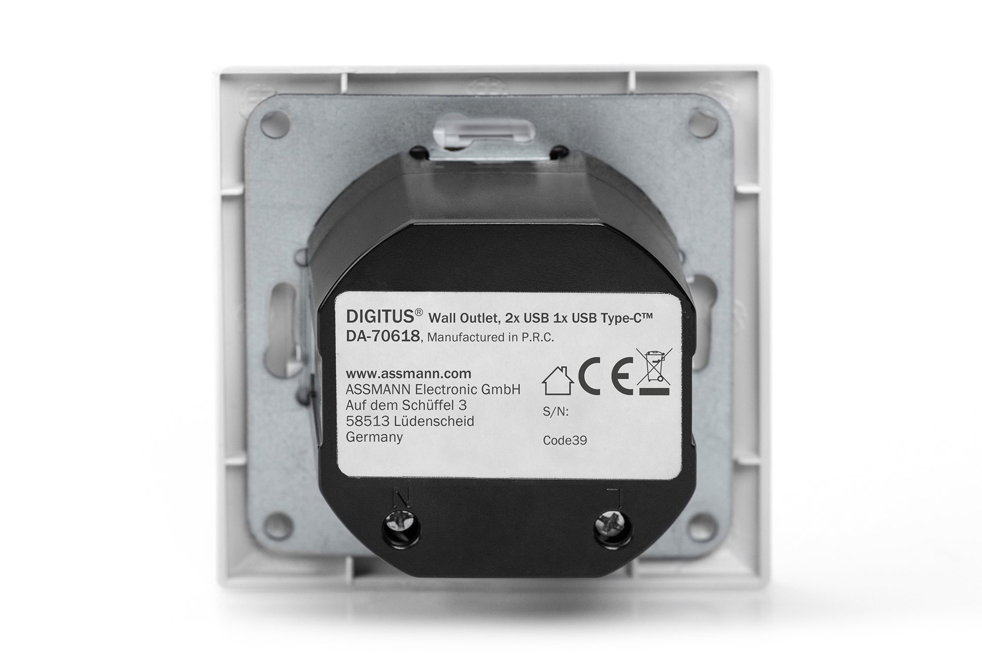 Digitus Steckdoseneinheit – 2×USB‑A + 1×USB‑C, Unterputz, 5 V/3,1 A