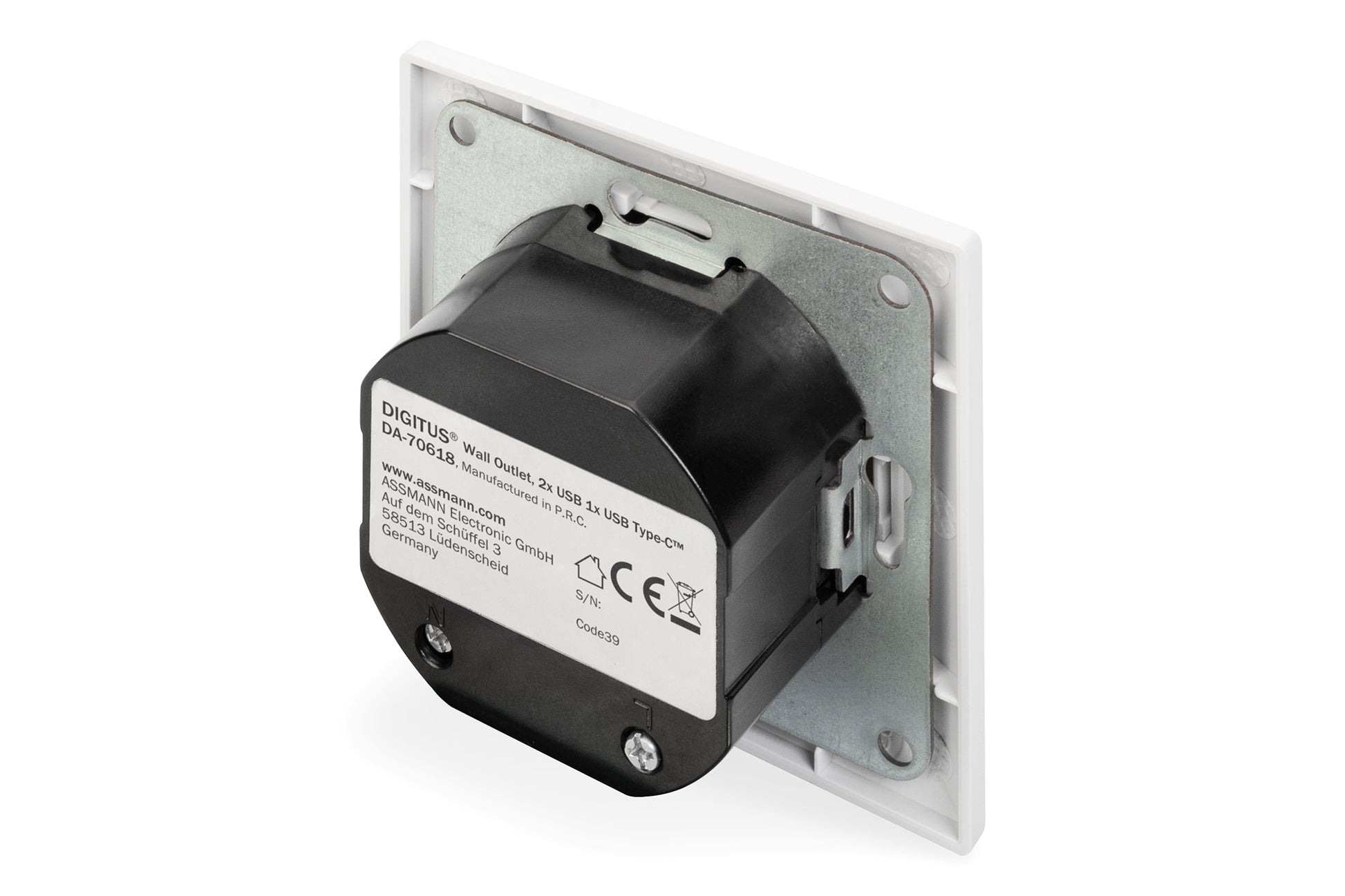 Digitus Steckdoseneinheit – 2×USB‑A + 1×USB‑C, Unterputz, 5 V/3,1 A
