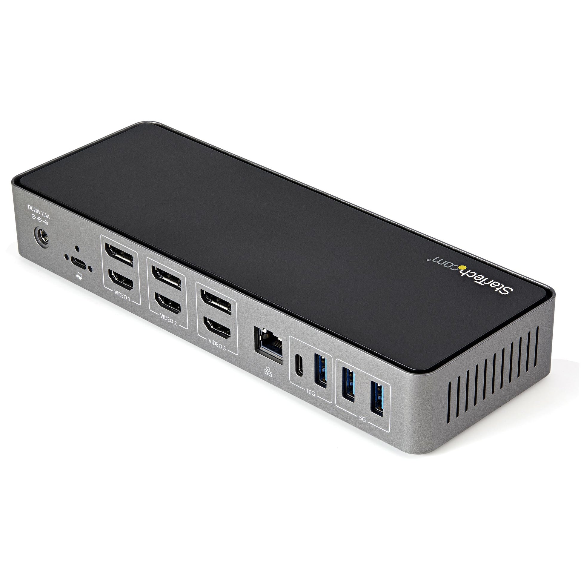 StarTech.com Dockingstation – USB-C, 3× DP, 3× HDMI, 4× USB-A, 85 W PD, GbE, 3,5 mm Audio, für Windows/Mac