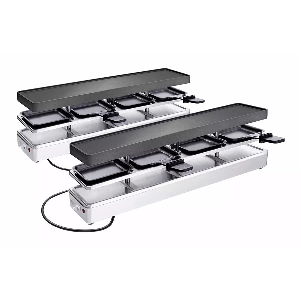 Koenig Raclette-Grill B02243 – 8 Personen, 8 Pfännchen, 795 W – schwarz/edelstahl