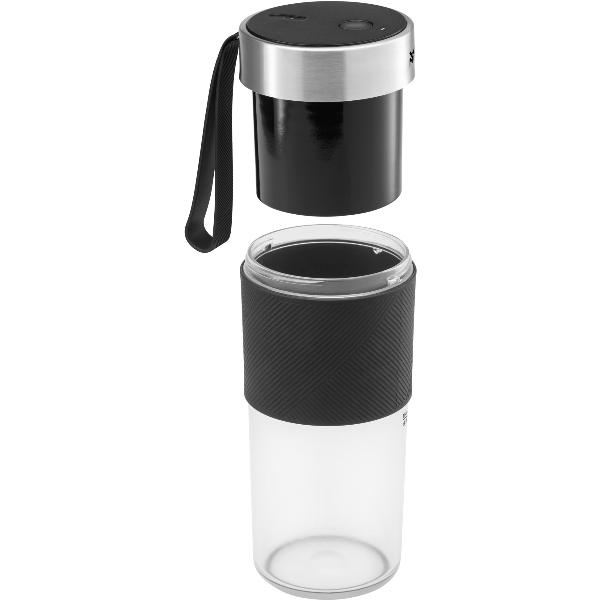 WMF Smoothie-Mixer KITCHENminis 0416700011 – 300 ml, 50 W, Akku – schwarz/edelstahl/transparent