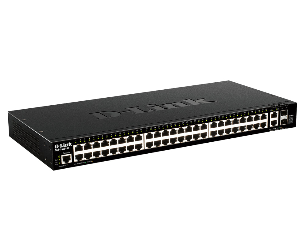 D-Link DGS-1520-52/E – Managed L3 Switch – 48× 1G + 2× 10G, 2× SFP+, 19", 1U