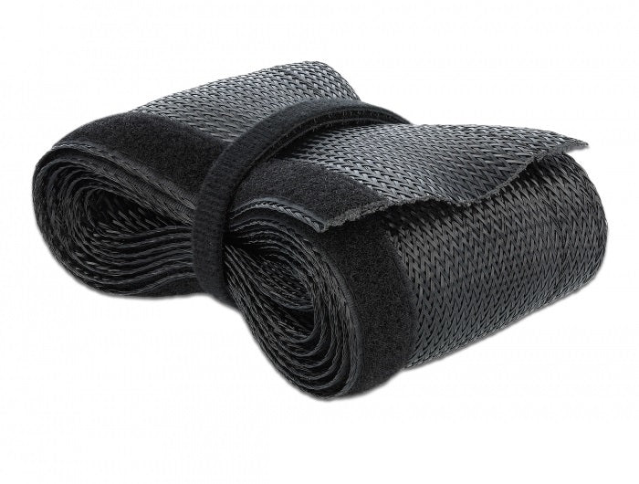 DeLOCK Kabelschlauch, Ø 32 mm × 5 m, Klettverschluss, zuschneidbar – schwarz