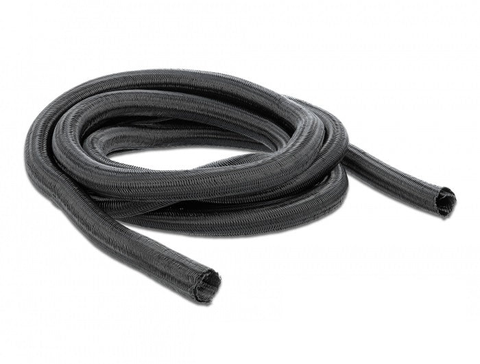 DeLOCK Geflochtener Kabelschlauch – 9 mm × 10 m – Schwarz – Selbstschliessend, Zuschneidbar