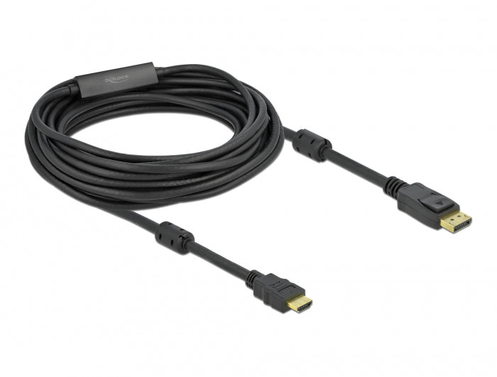 DeLOCK DisplayPort (Stecker) auf HDMI (Stecker) Adapter, DP 1.2, 4K@60 Hz, 10 m, aktiv