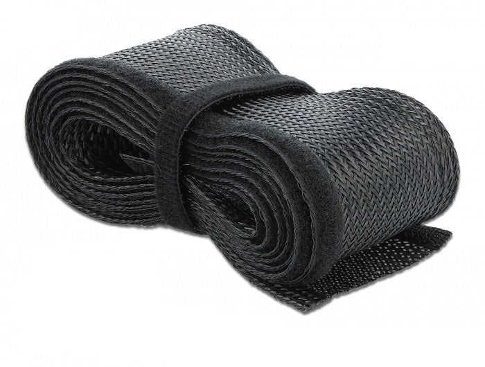 DeLOCK Kabelschlauch, Ø 19 mm, 10 m, zuschneidbar – schwarz