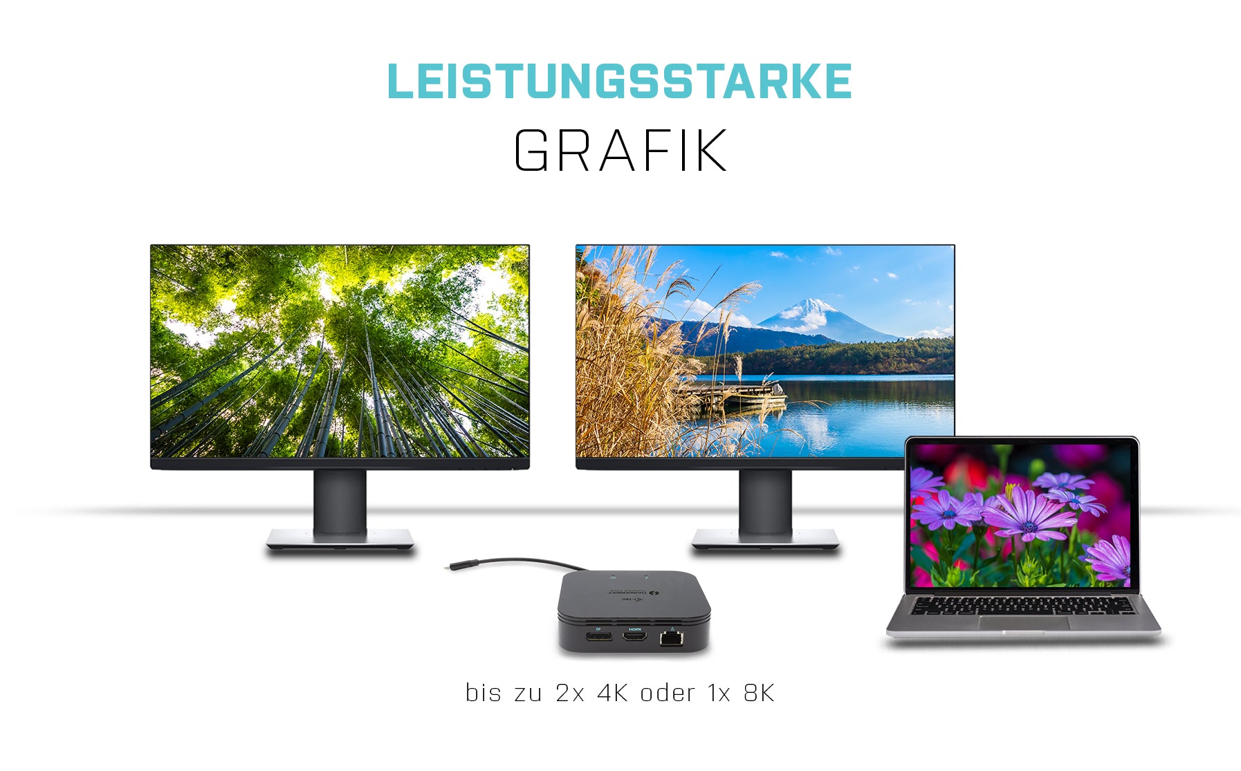 i-tec Dockingstation – Thunderbolt 3, 1× DP, 1× HDMI, 2× USB-A, 1× USB-C, 60 W PD, GbE, für Windows/Mac/Linux