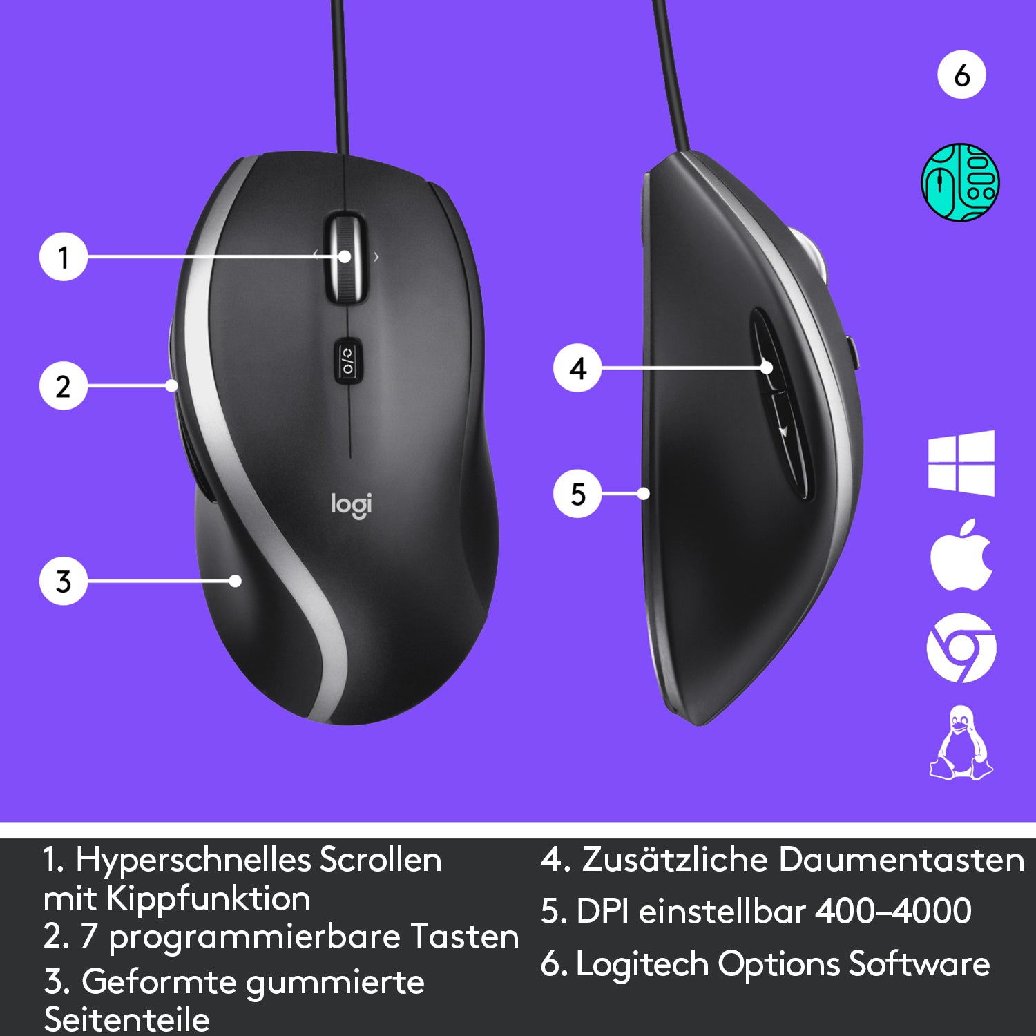 Logitech M500s Maus – kabelgebunden, schwarz