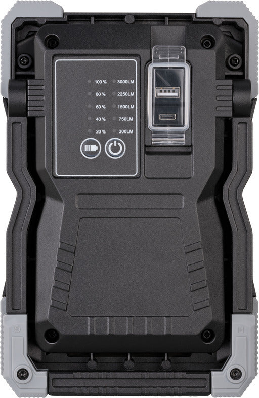 Brennenstuhl Arbeitsstrahler RUFUS – 3000 lm, 30 W – Kaltweiss, 6500 K – IP65 – Akkubetrieb – dimmbar, USB – M