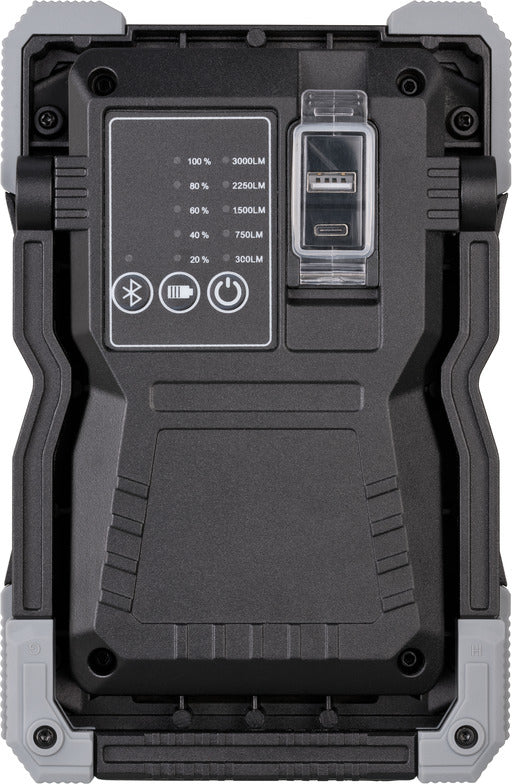 Brennenstuhl Arbeitsstrahler – Akkubetrieb – Bluetooth – mit Lautsprecher, dimmbar – Schwarz – Metall