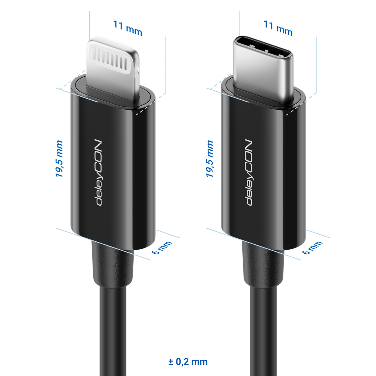 deleyCON Daten- & Ladekabel – USB-C auf Lightning 1 m, MFi zertifiziert – für iPhone/iPad