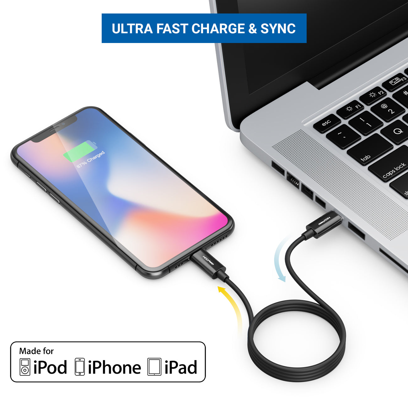 DeleyCON Kabel – USB-C auf Lightning 2 m, MFi zertifiziert – für iPhone/iPad