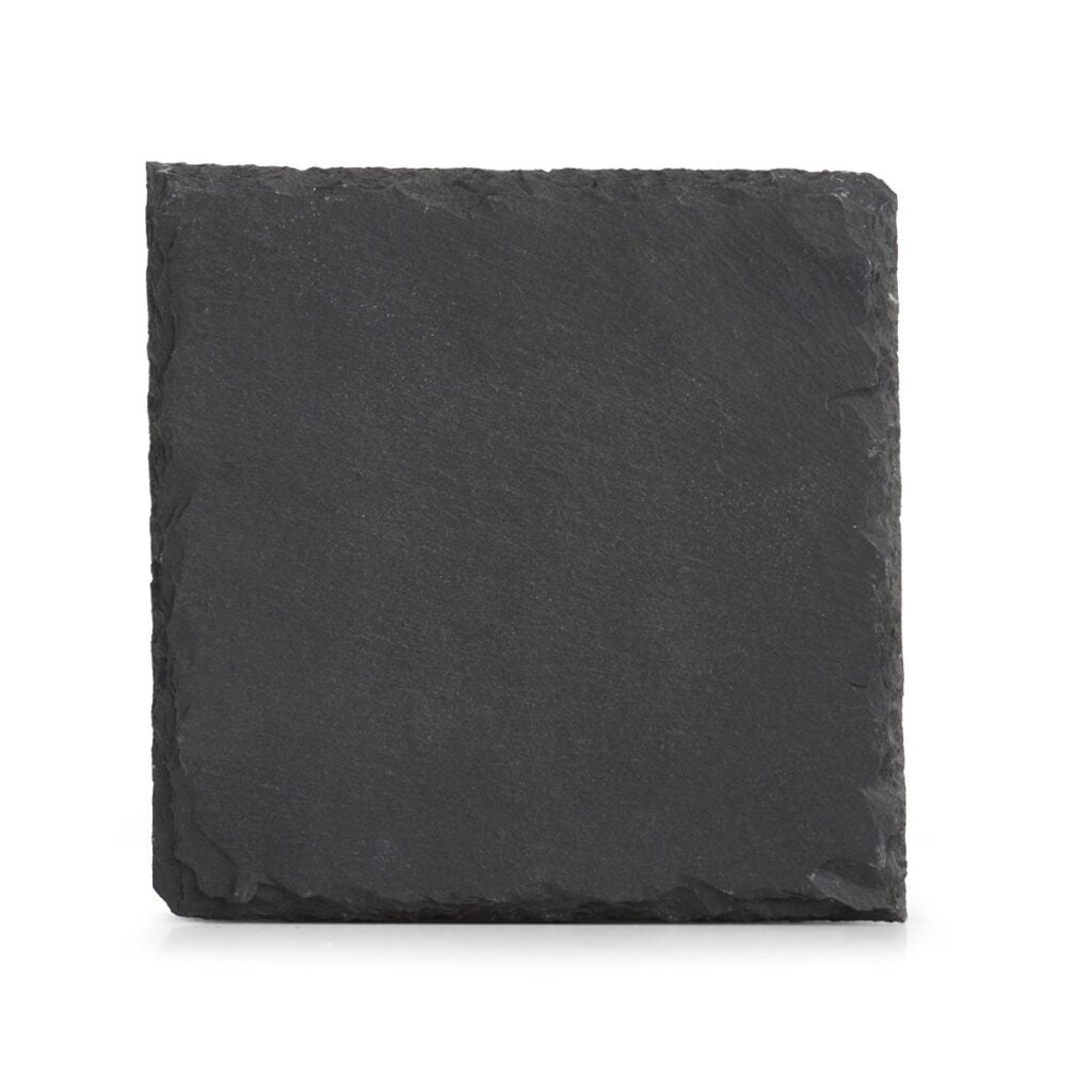 Zeller Present Glasuntersetzer – 4er Set, 10,0 × 10,0 × 0,5 cm, Schiefer/Silikon, Schwarz, für Gläser