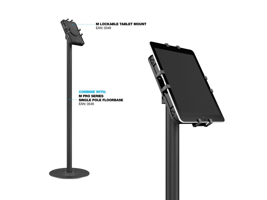 Multibrackets Tablet-Tischhalterung für iPad – bis 13", abschliessbar, VESA 75×75 – Schwarz