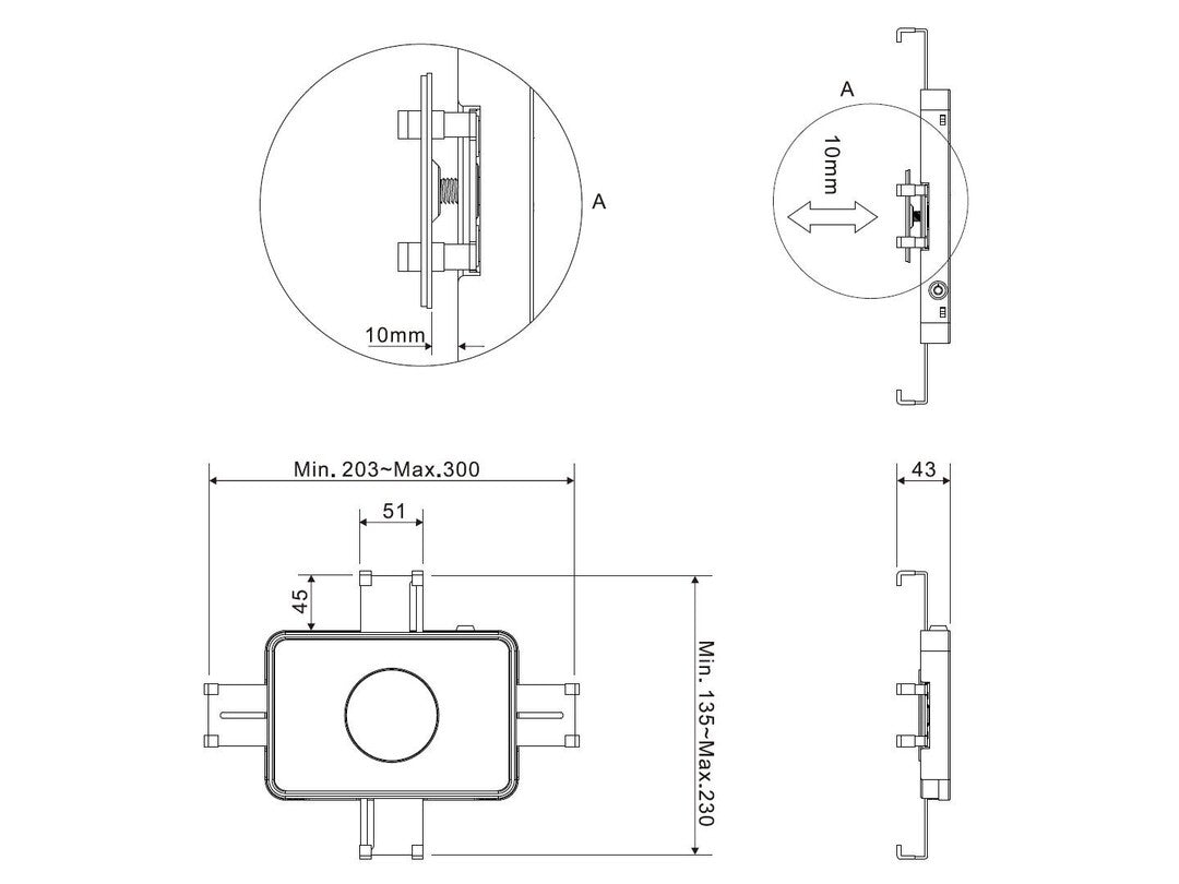 Multibrackets Tablet-Tischhalterung für iPad – bis 13", abschliessbar, VESA 75×75 – Schwarz