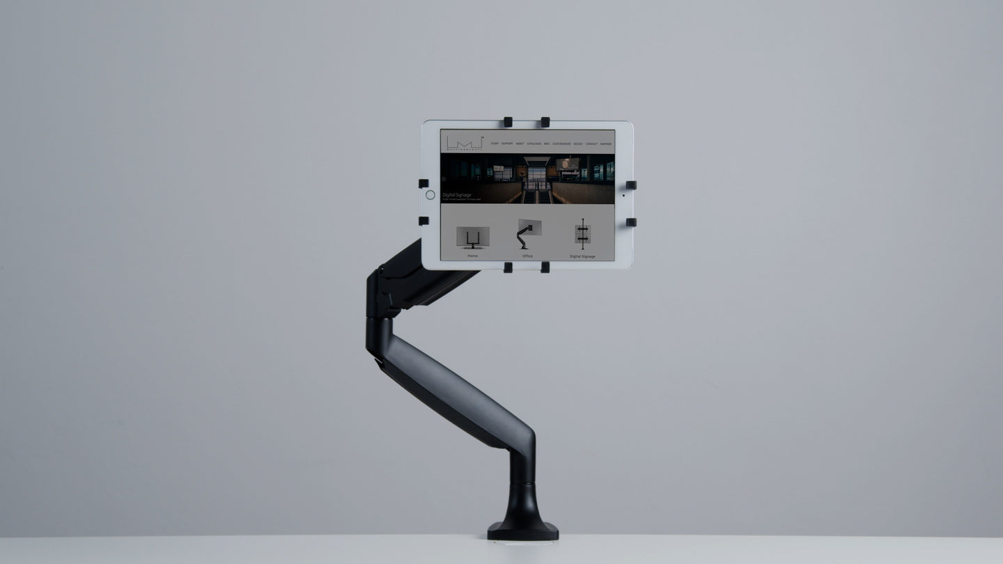 Multibrackets Tablet-Tischhalterung für iPad – bis 13", abschliessbar, VESA 75×75 – Schwarz