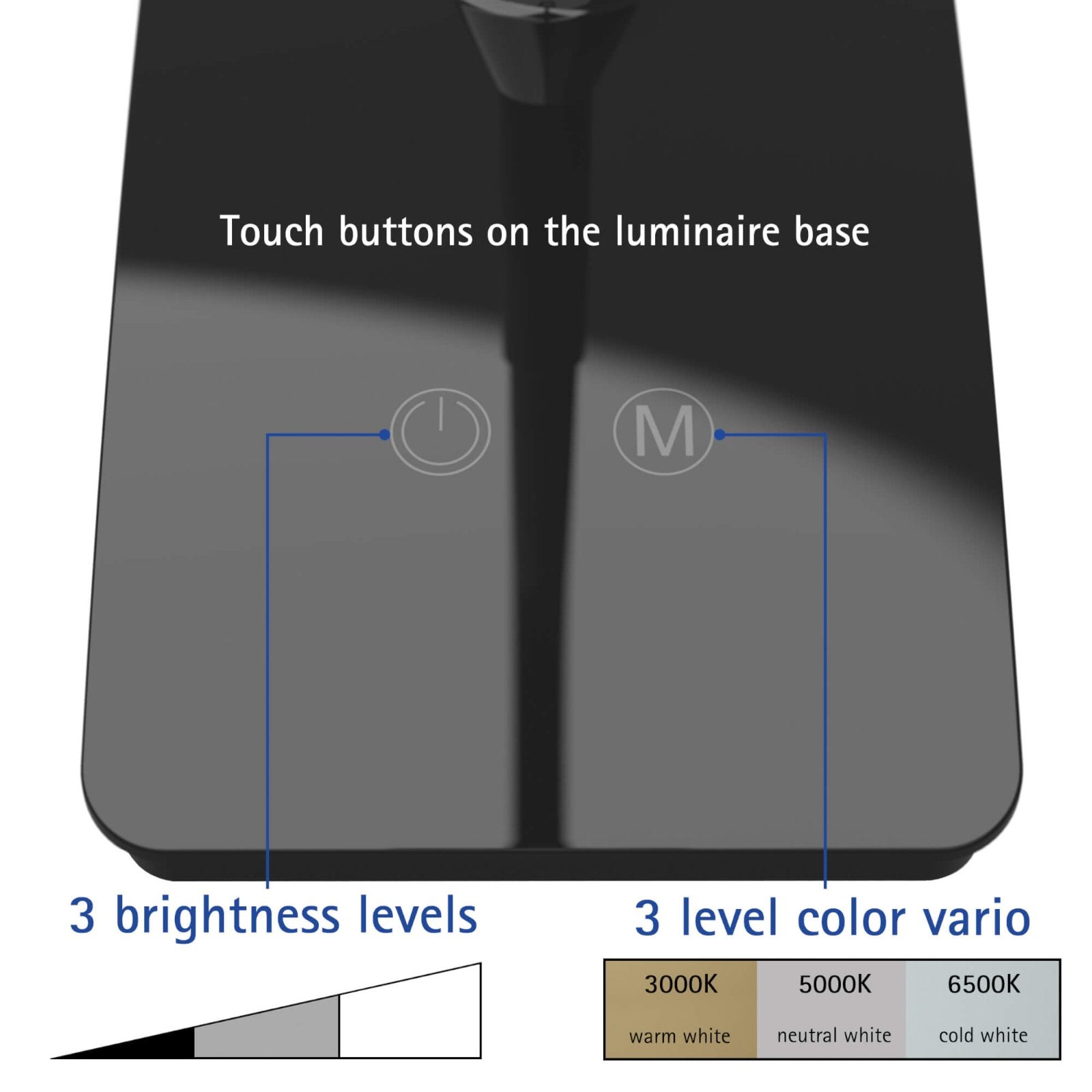 MAUL LED-Tischleuchte Pearly Colour Vario – 3-stufig dimmbar – 3000–6500 K – 616 lm 5 W – Schwarz