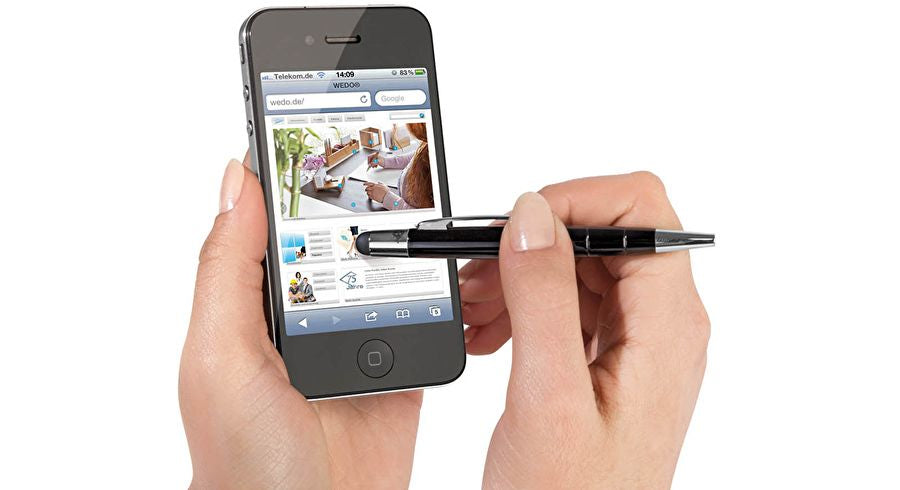Wedo Touch Pen Mini 2-in-1 26115001 Kugelschreiber – für Smartphones und Tablets, Blau, Dreh, Schwarz