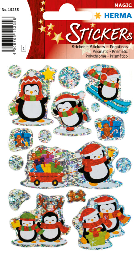 HERMA Schmucketiketten Winter Pinguine – 8 Stück – permanent