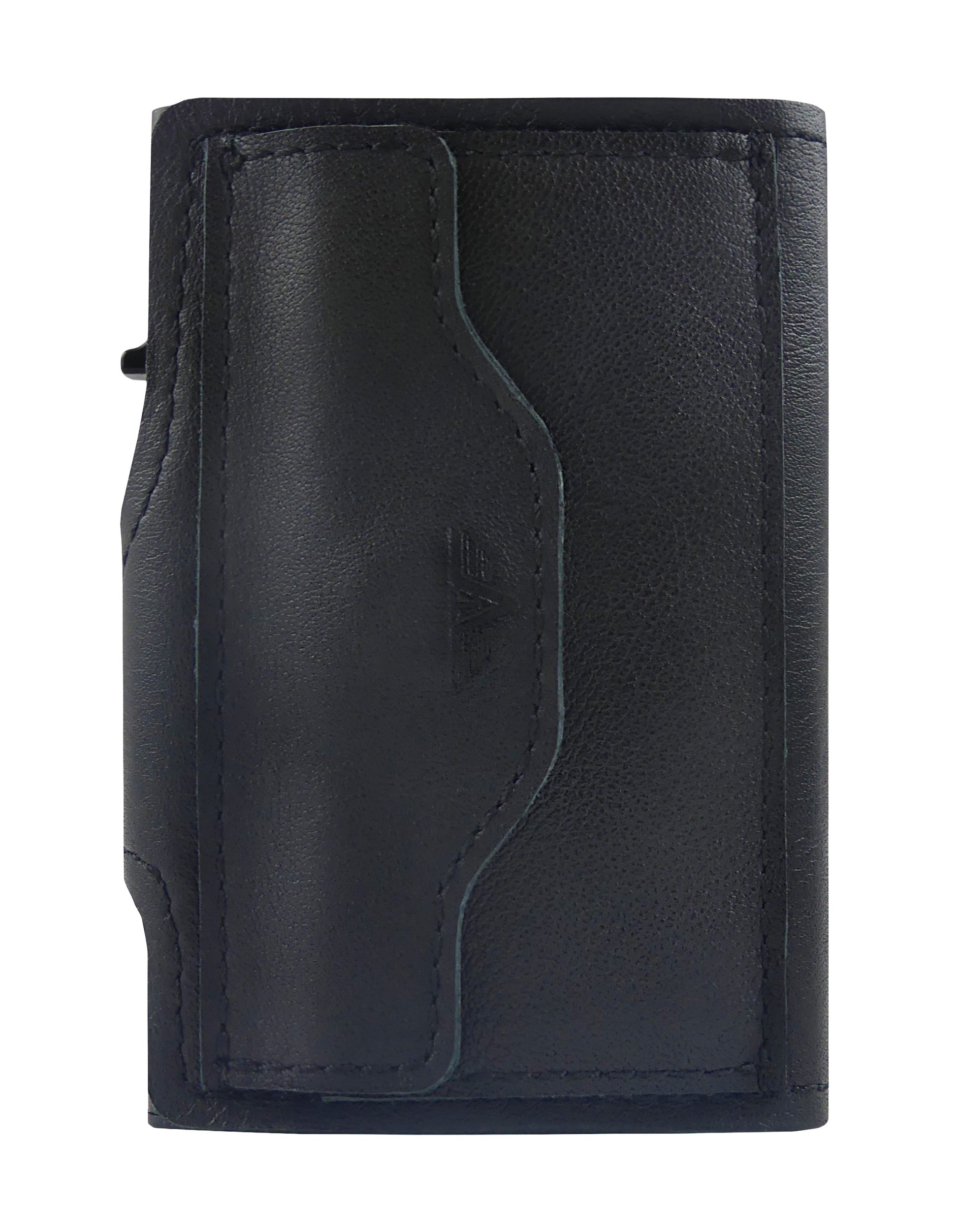 TRU VIRTU Kartenetui – RFID-Schutz – 99×67×21 mm – Aluminium, Leder – Schwarz – 1 Stk.