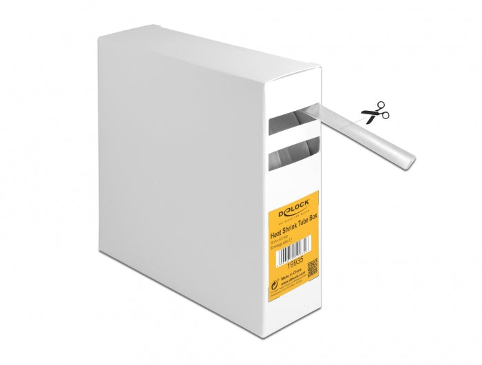 DeLOCK Schrumpfschlauch-Set, Ø 9,5 mm × 10 m, Schrumpfungsrate 2:1, Polyolefin – transparent