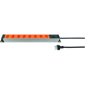 Steffen Alu Modular – 19" Steckdosenleiste, 8× T13, 3 m, Stecker T12, IP20