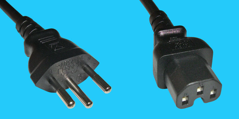 Diggelmann Netzkabel, C15 auf T12, 10 A, 3 m, Schwarz