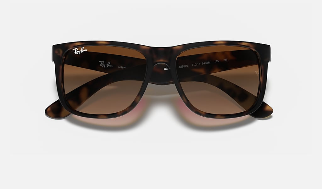 Ray-Ban Sonnenbrille JUSTIN Rubber Light Havana – Braune Gläser, Kategorie 3, Nylon, 55 mm
