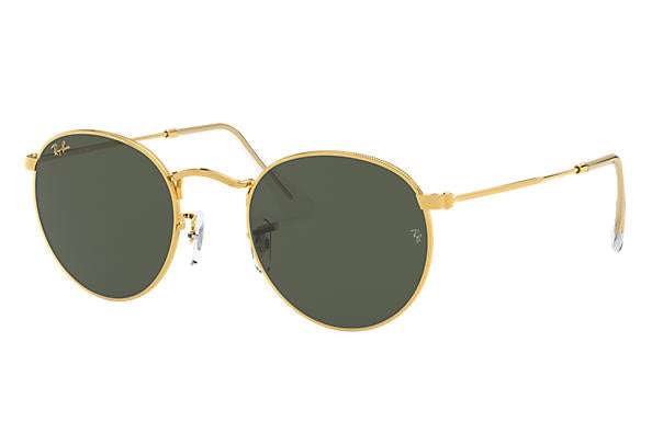 Ray-Ban Schutzbrille Rund Metall – Grüne Gläser, Goldener Metallrahmen