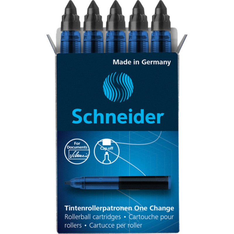 Schneider Schreibgeräte Rollerpatronen One Change für Base Ball, Base Senso, Breeze – 5 Stk.