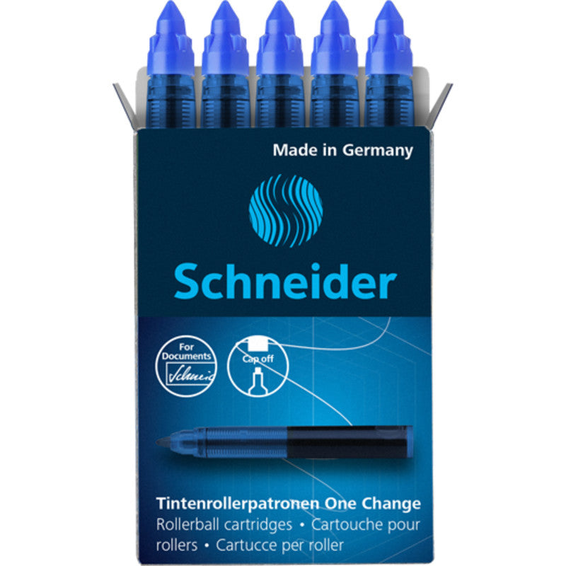 Schneider Schreibgeräte Schneider Rollerpatronen One Change für Base Ball, Base Senso, Breeze – dokumentenecht, geruchsarm, 5 Stk.