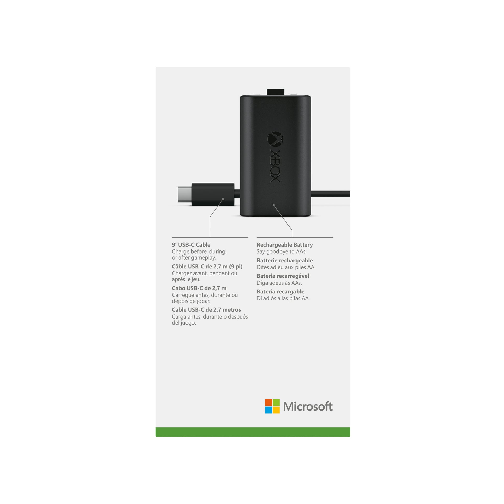 Microsoft Play & Charge Kit Ladesatz – USB-C, wiederaufladbar – für Xbox One – schwarz