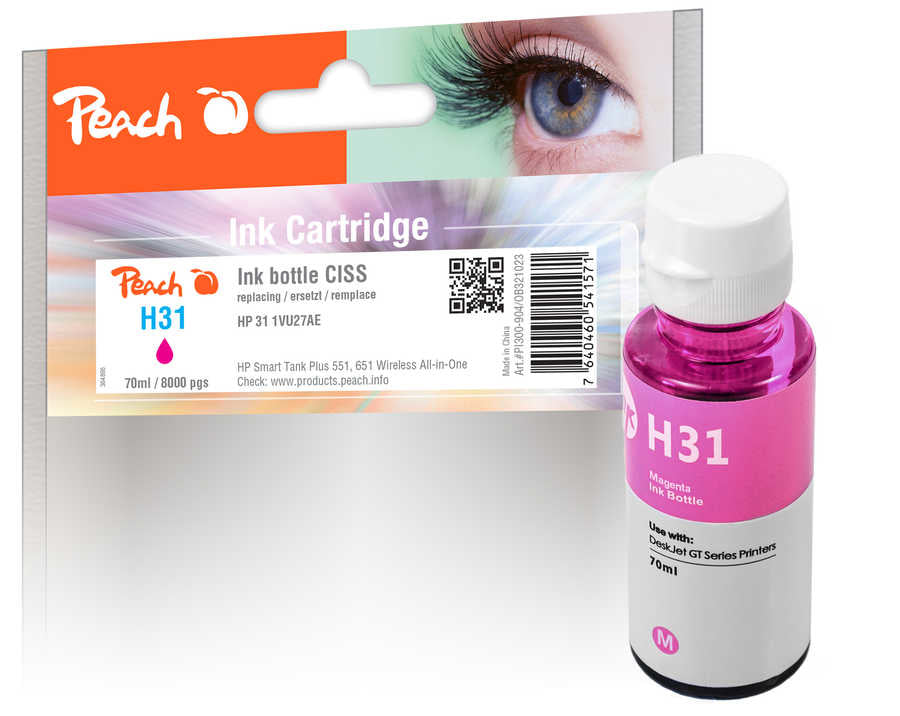 Peach HP 31 Magenta Tintenpatrone (Kompatibel) – 70 ml – für HP Smart Tank 315/Smart Tank Plus 550/555/559…