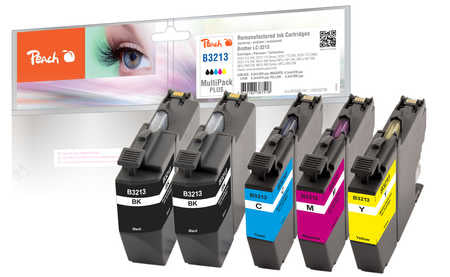 Peach LC-3213 Tintenpatronen-Multipack, Schwarz/Cyan/Magenta/Gelb (Kompatibel) – für Brother DCPJ 770/772/774