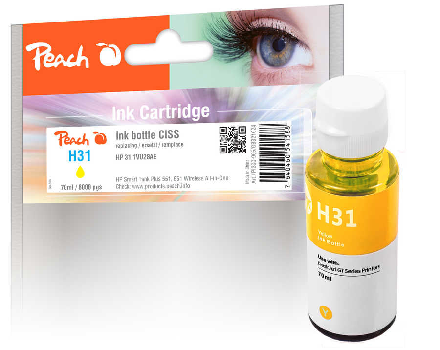 Peach HP 31 Gelbe Tintenpatrone (Kompatibel) – 8'000 Seiten – für HP Smart Tank Plus 550