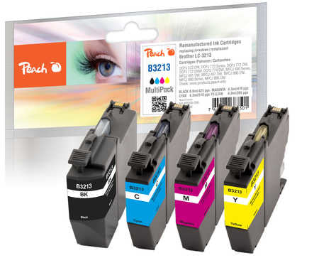 Peach LC-3213 Tintenpatronen-Multipack, Schwarz/Cyan/Magenta/Gelb (Kompatibel) – für Brother LC-3213