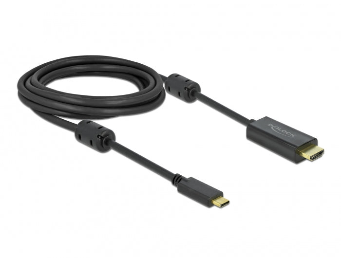 DeLOCK Aktives USB-C zu HDMI Kabel – 4K (3840 × 2160) @ 120 Hz, HDMI 2.1, 3 m, Schwarz