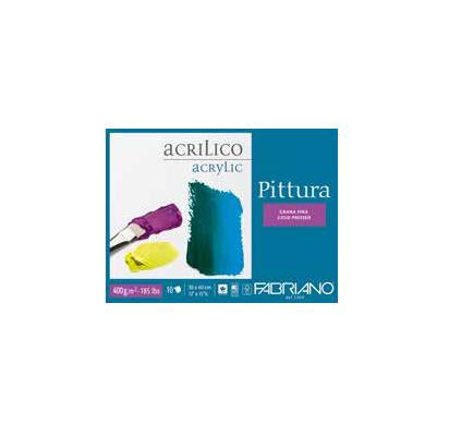 Fabriano Mixed Media Block – 40 × 50 cm – 400 g/m² – 10 Blatt, weiss, kaltgepresst, für Acryl