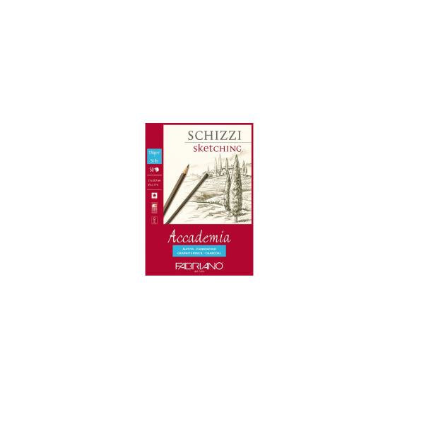 Fabriano Accademia Sketch Zeichenblock – A4, 120 g/m², weiss, strukturiert, 50 Blatt – FSC