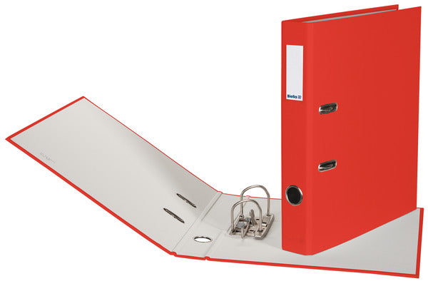 Biella Ordner – A4 hoch – 2-Ring Hebelmechanik, Rücken 40 mm – rot, mit Niederhalter, mit Griffloch, FSC