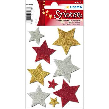 HERMA Schmucketiketten Bunte Sterne – 9 Stück – permanent