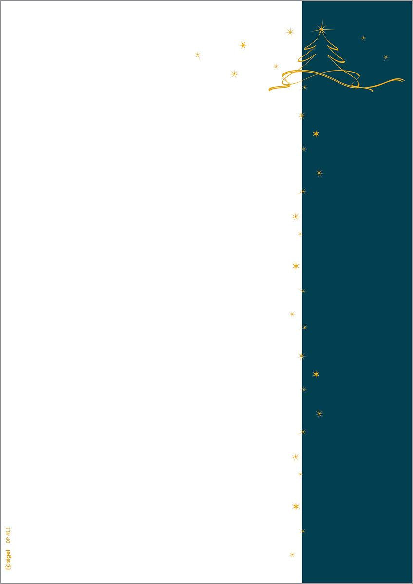 Sigel Motivpapier – A4, 90 g/m², Motiv: Weihnachtsbaum Petrol – für Inkjet/Laser/Kopierer – FSC – 100 Blatt